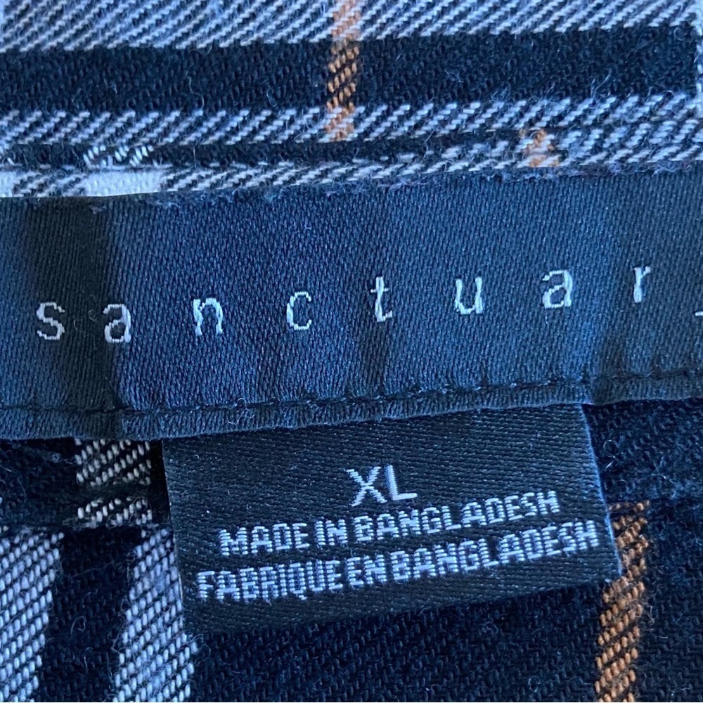 Sanctuary Anthropology Plaid Shirt Grunge Plaid Black white - Picture 2 of 10